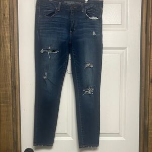 American Eagle Outfitters Women's Ripped Dark Blue Skinny Jeans💥